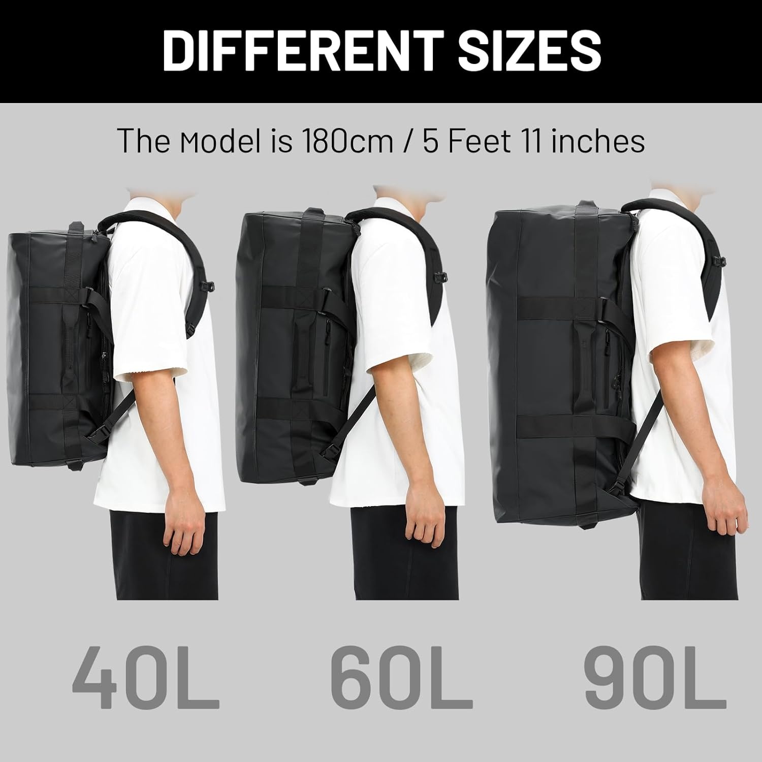 image:imageMIER Water Resistant Backpack Duffle Heavy Duty Convertible Duffle Bag with Backpack Straps for Gym Sports TravelBlack