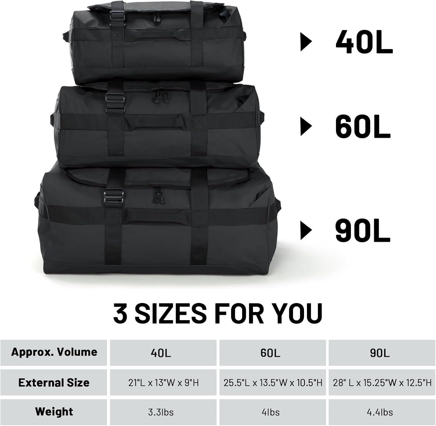 image:imageMIER Water Resistant Backpack Duffle Heavy Duty Convertible Duffle Bag with Backpack Straps for Gym Sports TravelBlack