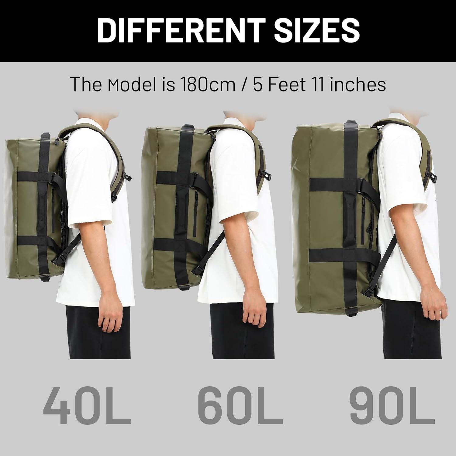image:imageMIER Water Resistant Backpack Duffle Heavy Duty Convertible Duffle Bag with Backpack Straps for Gym Sports TravelDark Green