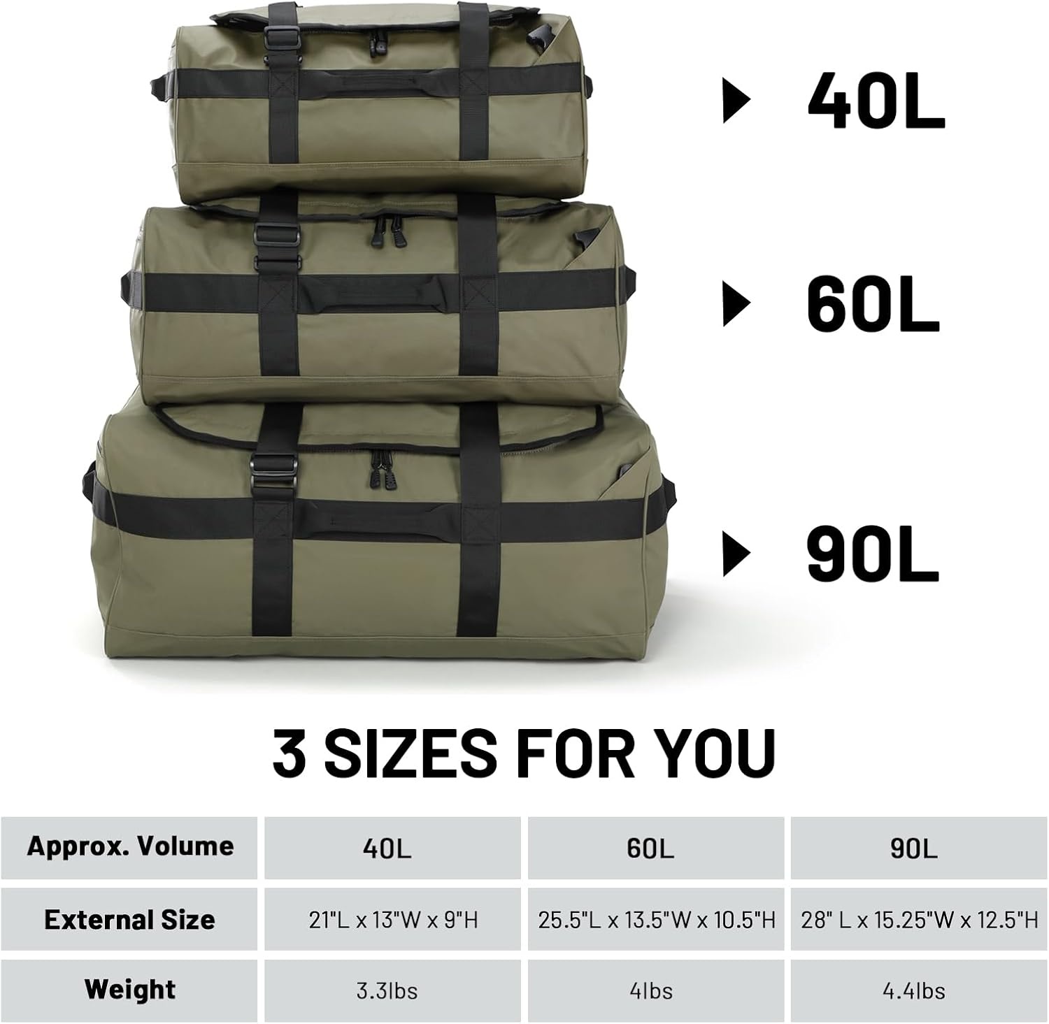 image:imageMIER Water Resistant Backpack Duffle Heavy Duty Convertible Duffle Bag with Backpack Straps for Gym Sports TravelDark Green