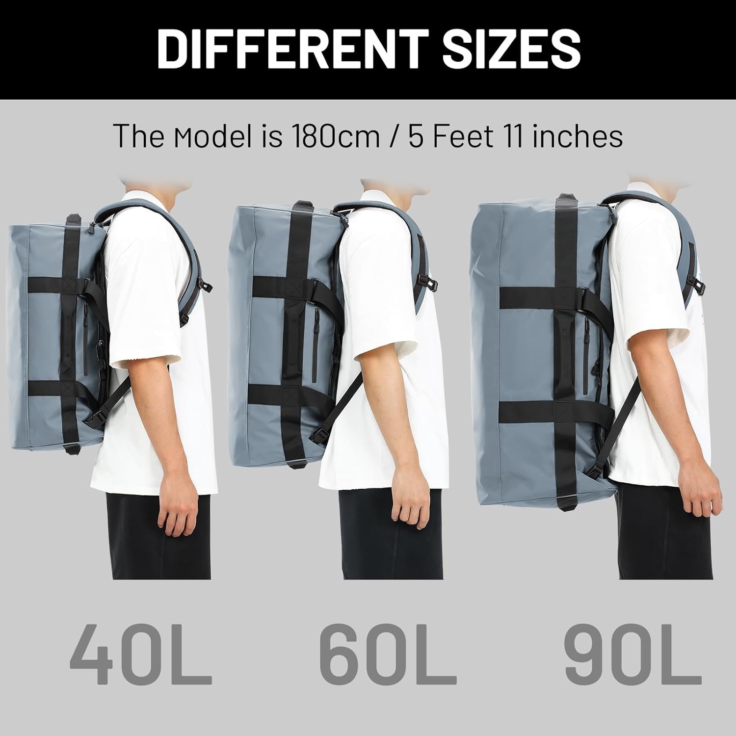 image:imageMIER Water Resistant Backpack Duffle Heavy Duty Convertible Duffle Bag with Backpack Straps for Gym Sports TravelGray