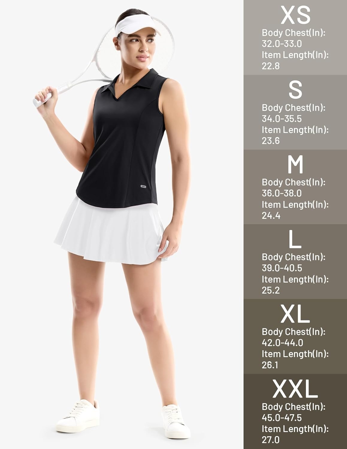image:imageMIER Womens Sleeveless Golf Polo Shirts Dry Fit V Neck Collared Tank Tops Tennis Athletic UPF 50 Shirt for Workout CasualBlack