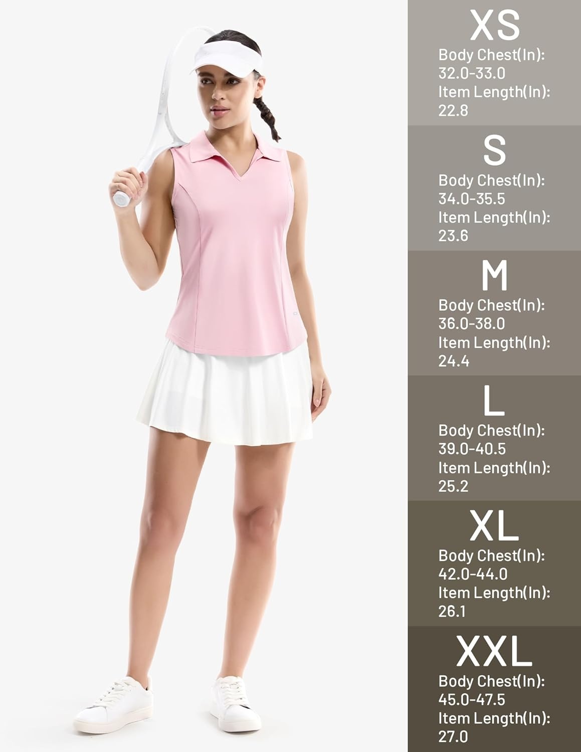 image:imageMIER Womens Sleeveless Golf Polo Shirts Dry Fit V Neck Collared Tank Tops Tennis Athletic UPF 50 Shirt for Workout CasualLight Pink