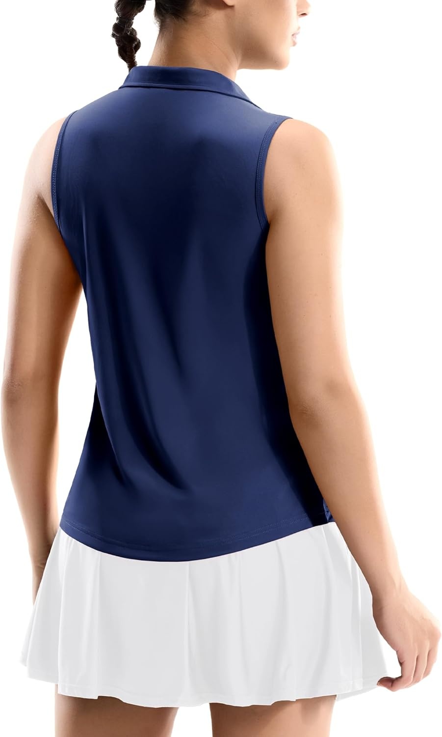 image:imageMIER Womens Sleeveless Golf Polo Shirts Dry Fit V Neck Collared Tank Tops Tennis Athletic UPF 50 Shirt for Workout CasualNavy