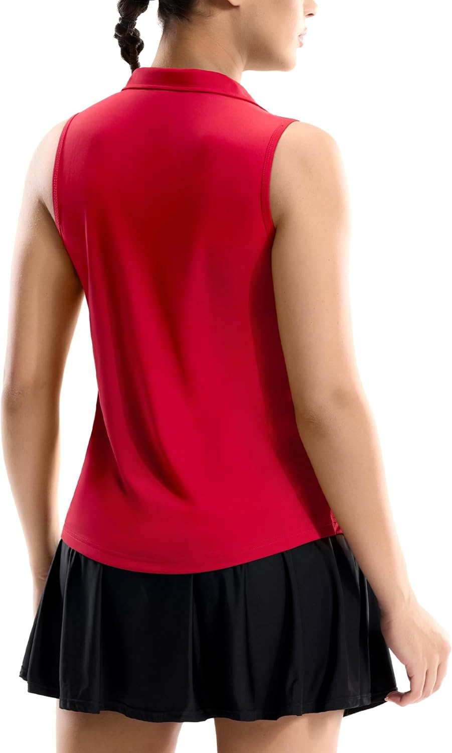 image:imageMIER Womens Sleeveless Golf Polo Shirts Dry Fit V Neck Collared Tank Tops Tennis Athletic UPF 50 Shirt for Workout CasualRed