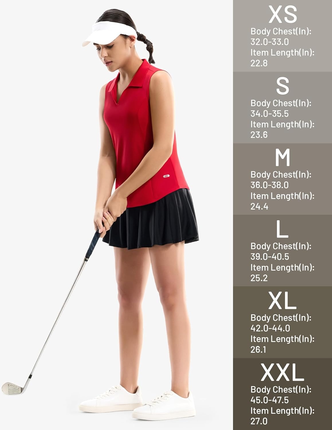 image:imageMIER Womens Sleeveless Golf Polo Shirts Dry Fit V Neck Collared Tank Tops Tennis Athletic UPF 50 Shirt for Workout CasualRed