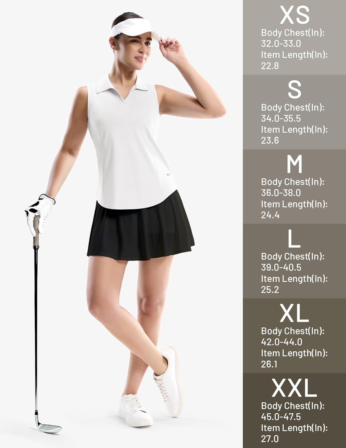 image:imageMIER Womens Sleeveless Golf Polo Shirts Dry Fit V Neck Collared Tank Tops Tennis Athletic UPF 50 Shirt for Workout CasualWhite