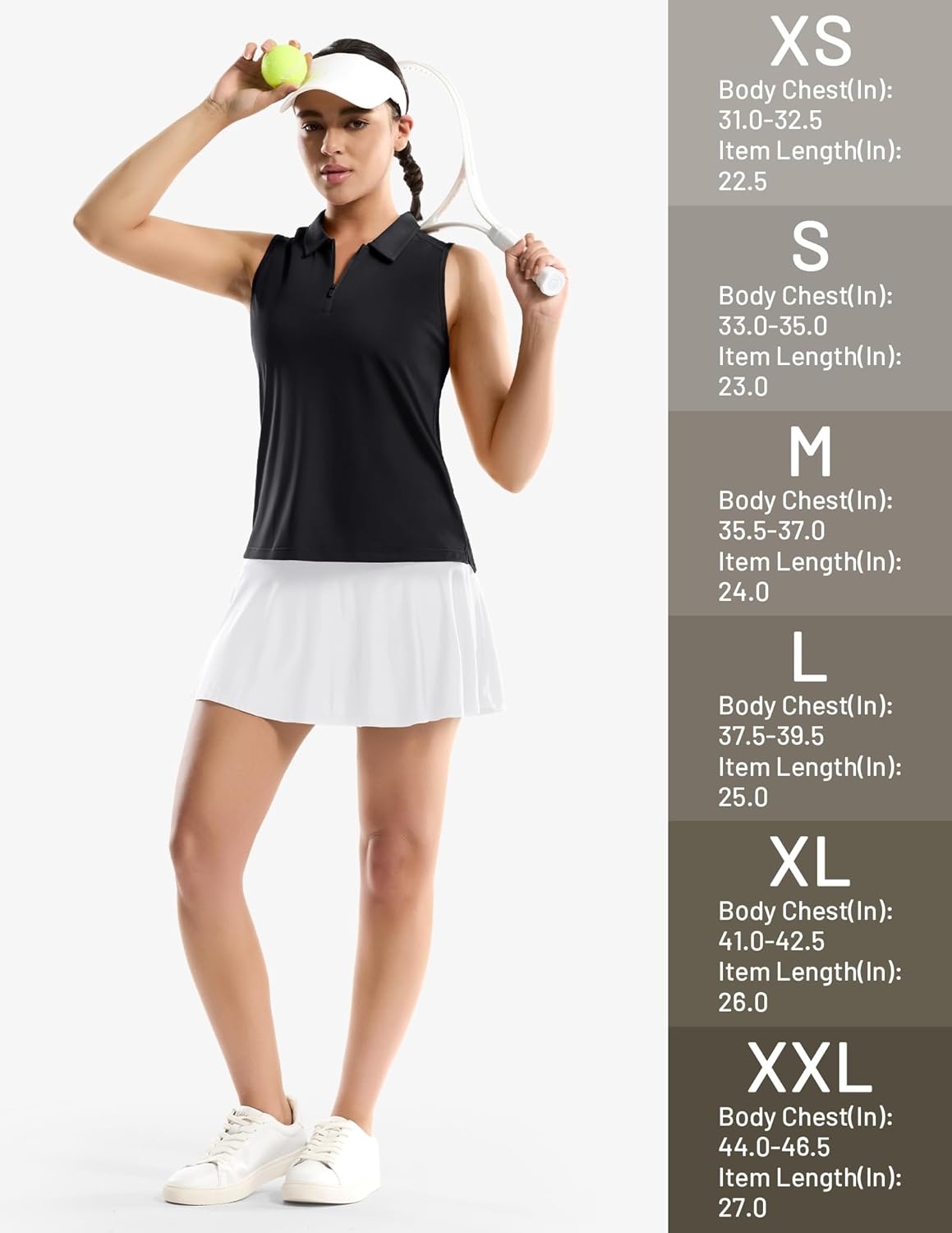 image:imageMIER Womens Sleeveless Golf Shirts Quarter Zip UPF 50 Collared Polo Tank Tops Quick Dry Zip Up Tennis Sports Active TeeBlack