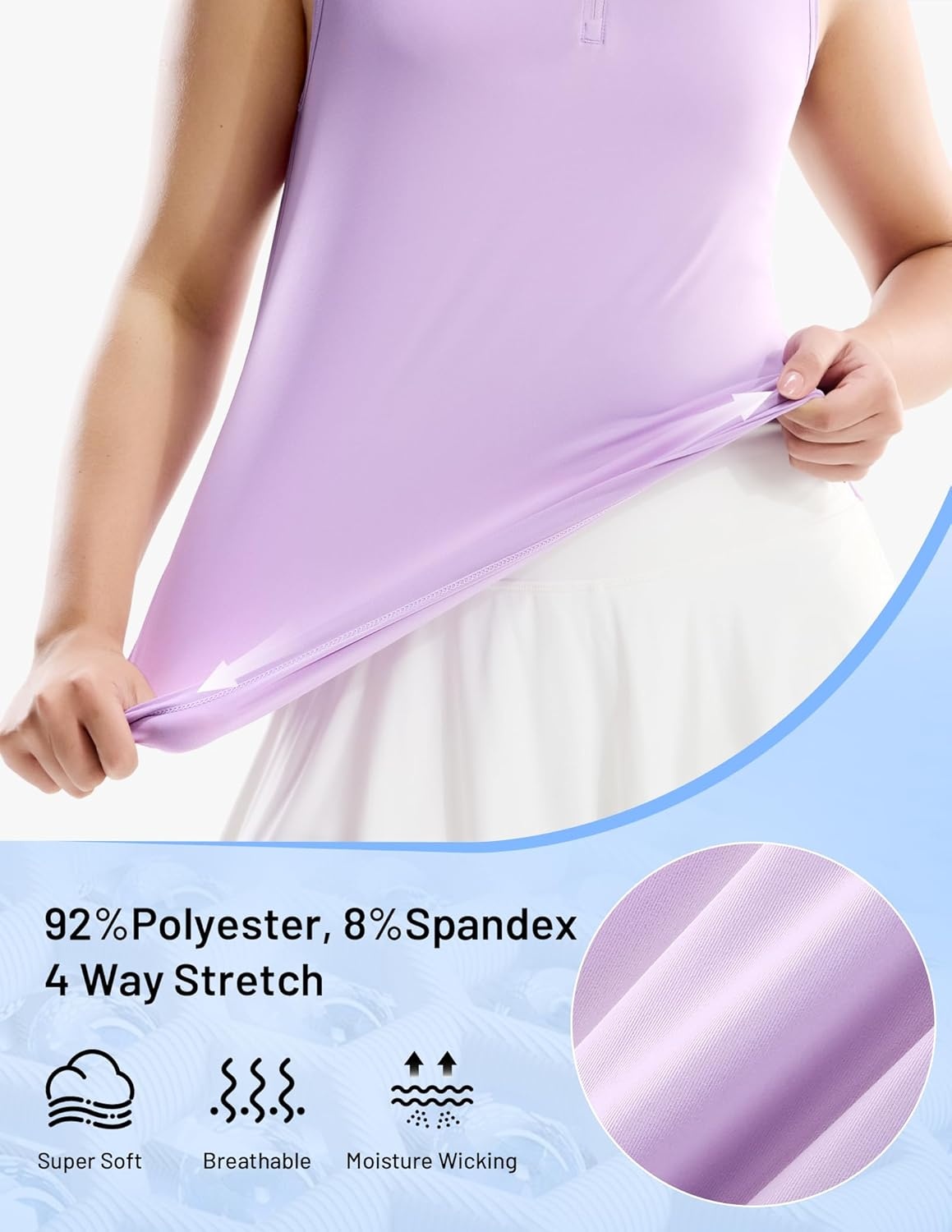 image:imageMIER Womens Sleeveless Golf Shirts Quarter Zip UPF 50 Collared Polo Tank Tops Quick Dry Zip Up Tennis Sports Active TeeLavender