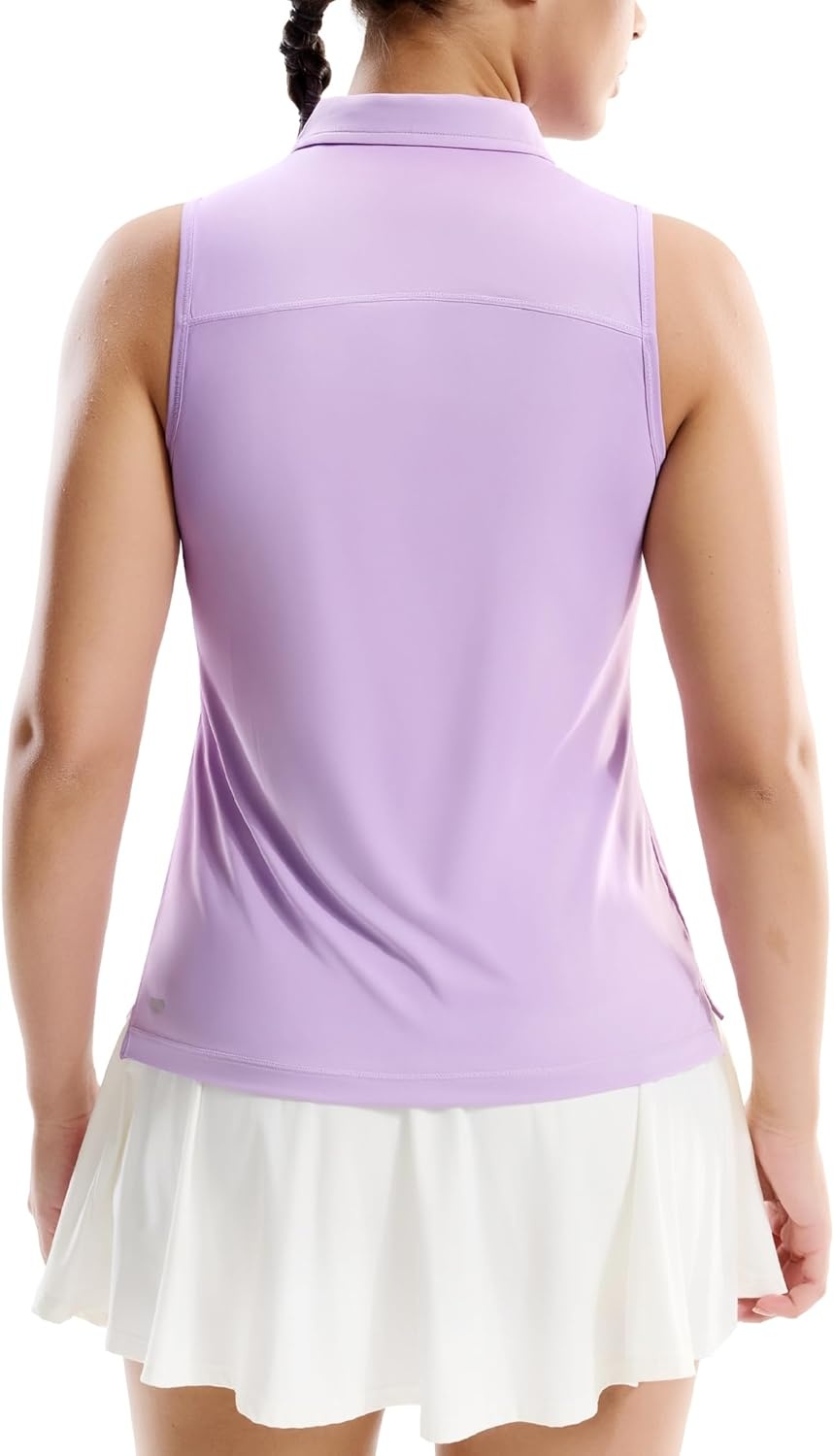 image:imageMIER Womens Sleeveless Golf Shirts Quarter Zip UPF 50 Collared Polo Tank Tops Quick Dry Zip Up Tennis Sports Active TeeLavender