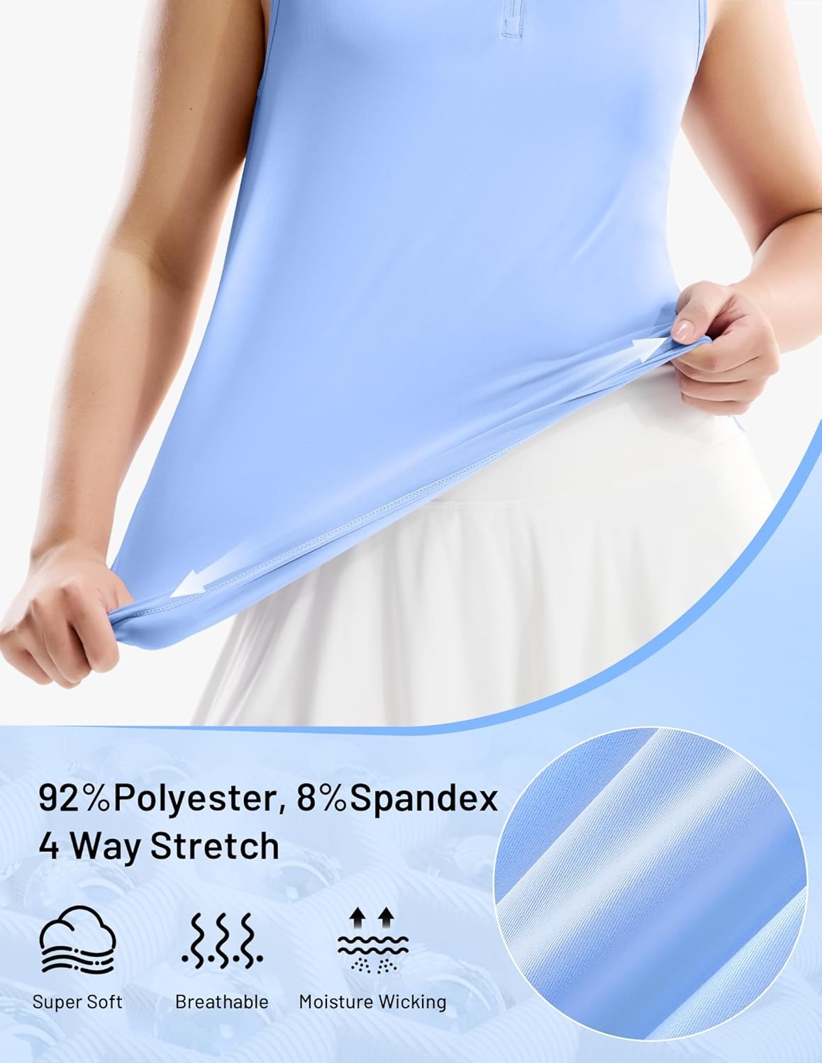 image:imageMIER Womens Sleeveless Golf Shirts Quarter Zip UPF 50 Collared Polo Tank Tops Quick Dry Zip Up Tennis Sports Active TeeLight Blue