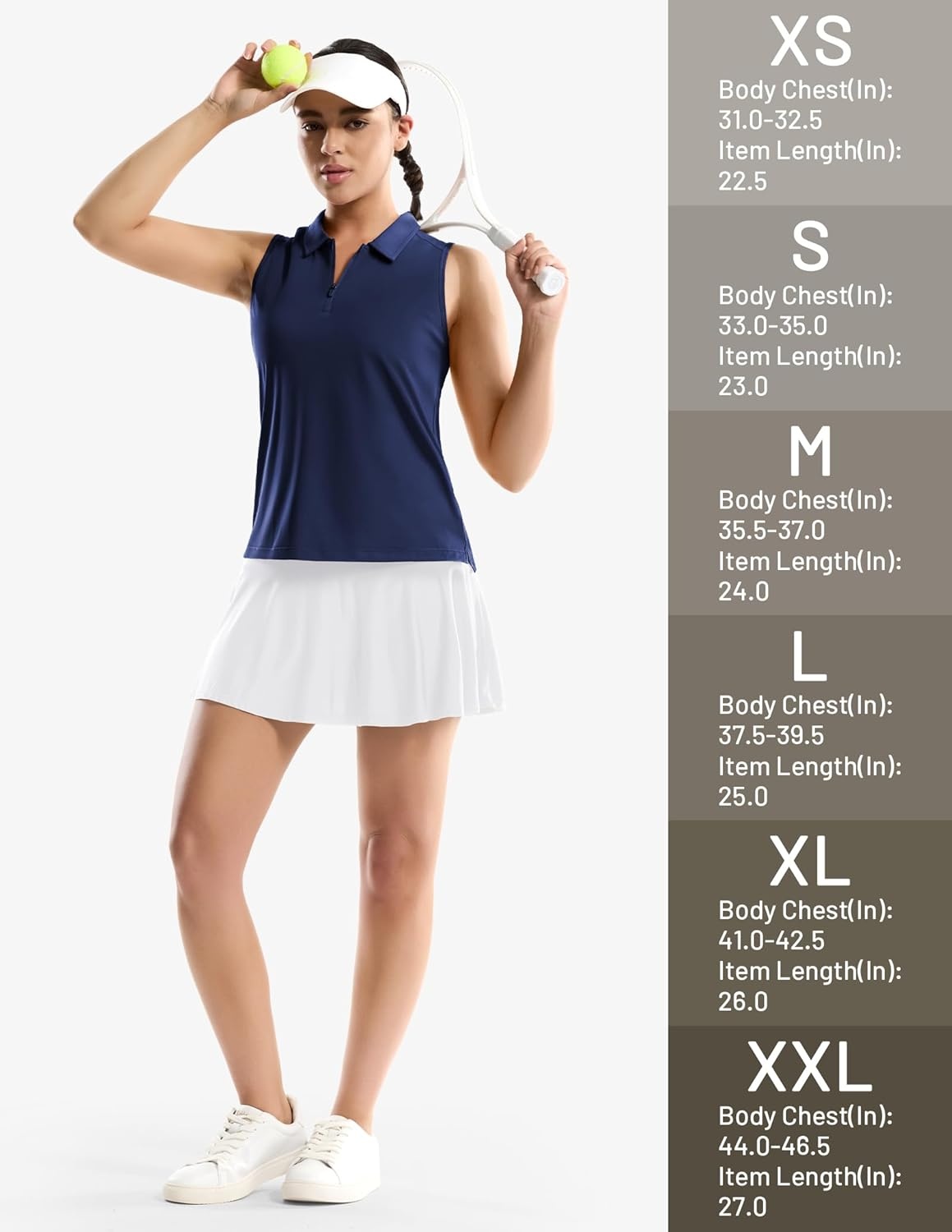 image:imageMIER Womens Sleeveless Golf Shirts Quarter Zip UPF 50 Collared Polo Tank Tops Quick Dry Zip Up Tennis Sports Active TeeNavy
