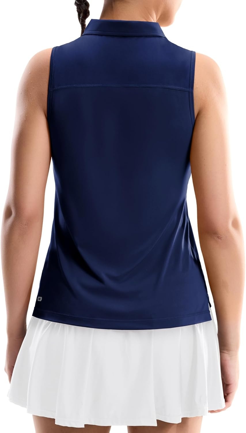 image:imageMIER Womens Sleeveless Golf Shirts Quarter Zip UPF 50 Collared Polo Tank Tops Quick Dry Zip Up Tennis Sports Active TeeNavy