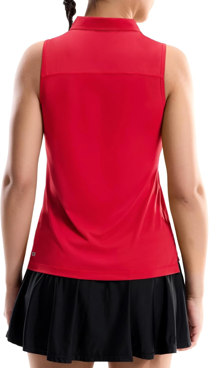 image:imageMIER Womens Sleeveless Golf Shirts Quarter Zip UPF 50 Collared Polo Tank Tops Quick Dry Zip Up Tennis Sports Active TeeRed