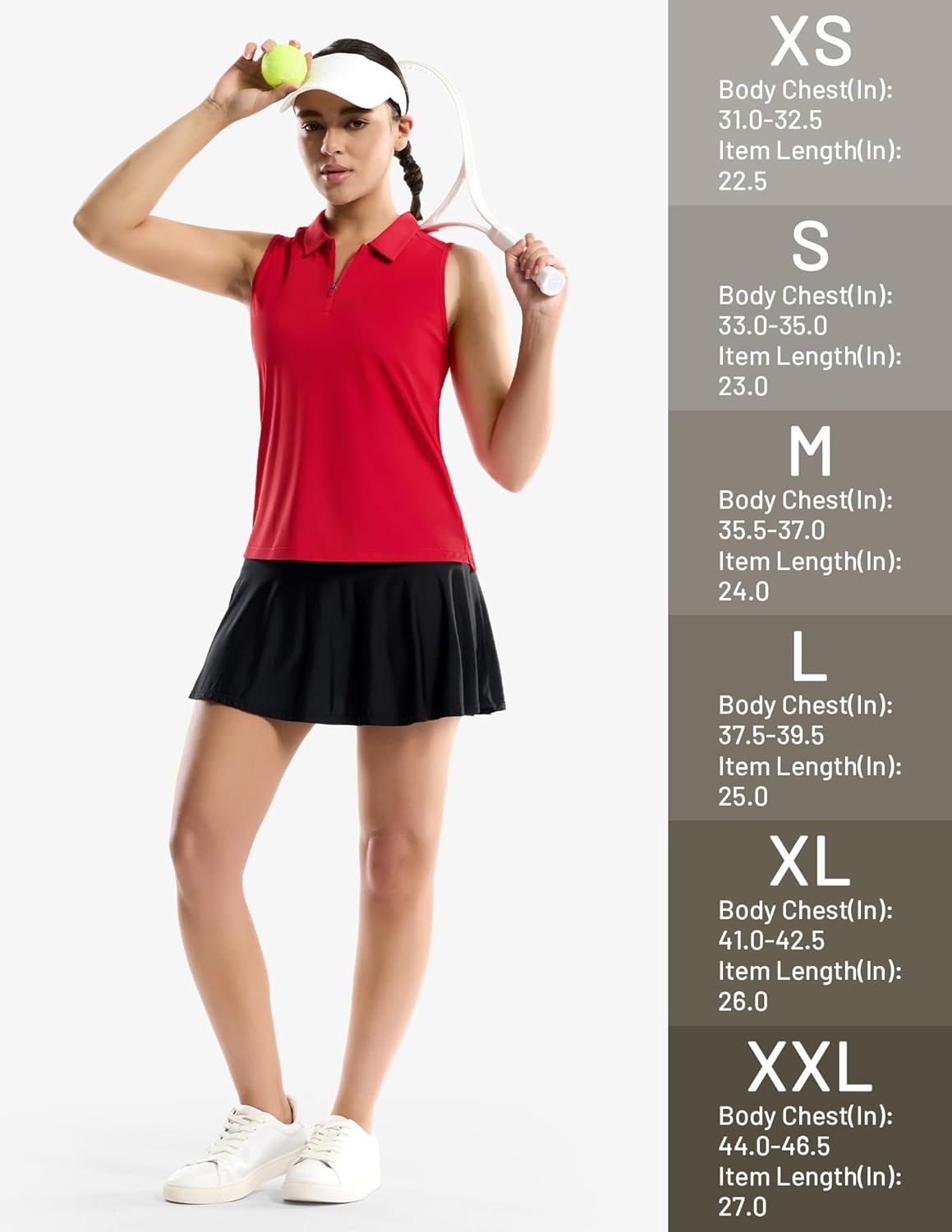image:imageMIER Womens Sleeveless Golf Shirts Quarter Zip UPF 50 Collared Polo Tank Tops Quick Dry Zip Up Tennis Sports Active TeeRed