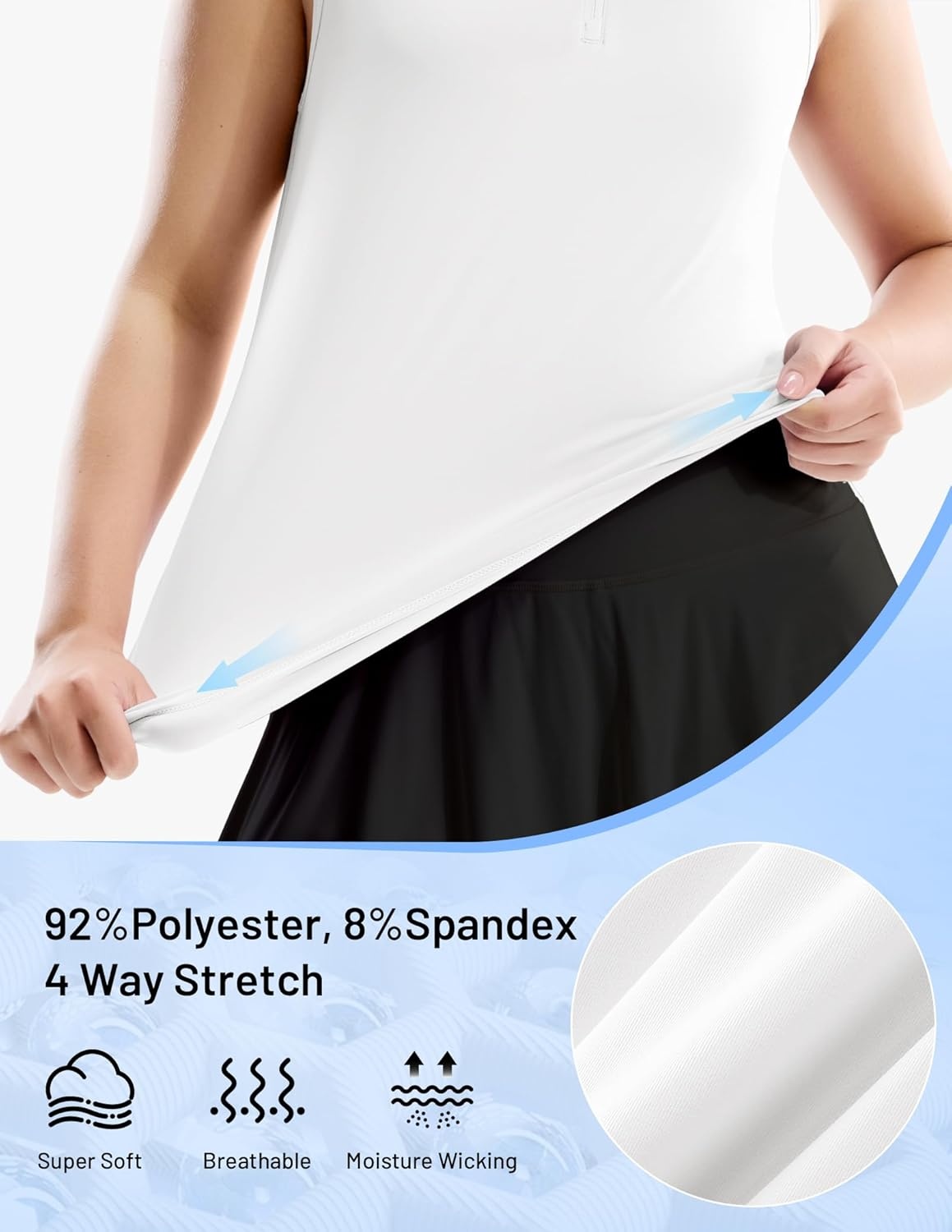 image:imageMIER Womens Sleeveless Golf Shirts Quarter Zip UPF 50 Collared Polo Tank Tops Quick Dry Zip Up Tennis Sports Active TeeWhite