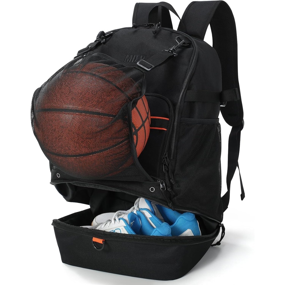 image:imageMIER Basketball Backpack Bags Sports Gym Backpacks with Shoe Compartment and Ball Holder for Adult Men Large Soccer BagBlack