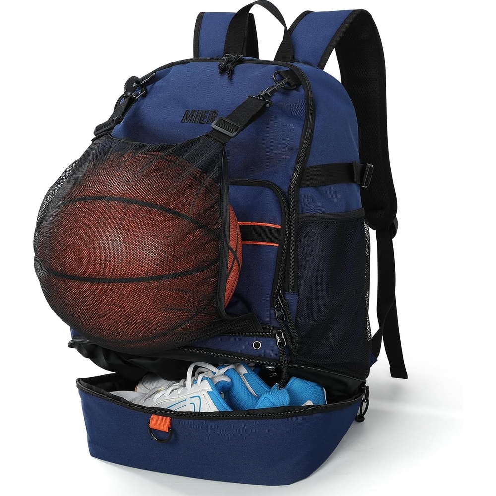 image:imageMIER Basketball Backpack Bags Sports Gym Backpacks with Shoe Compartment and Ball Holder for Adult Men Large Soccer BagDark Blue
