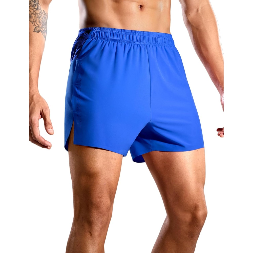 image:imageMIER Limitless Mens 35 Running Shorts Quick Dry BriefLined Marathon Racing Shorts with Pockets PackableRoyal Blue