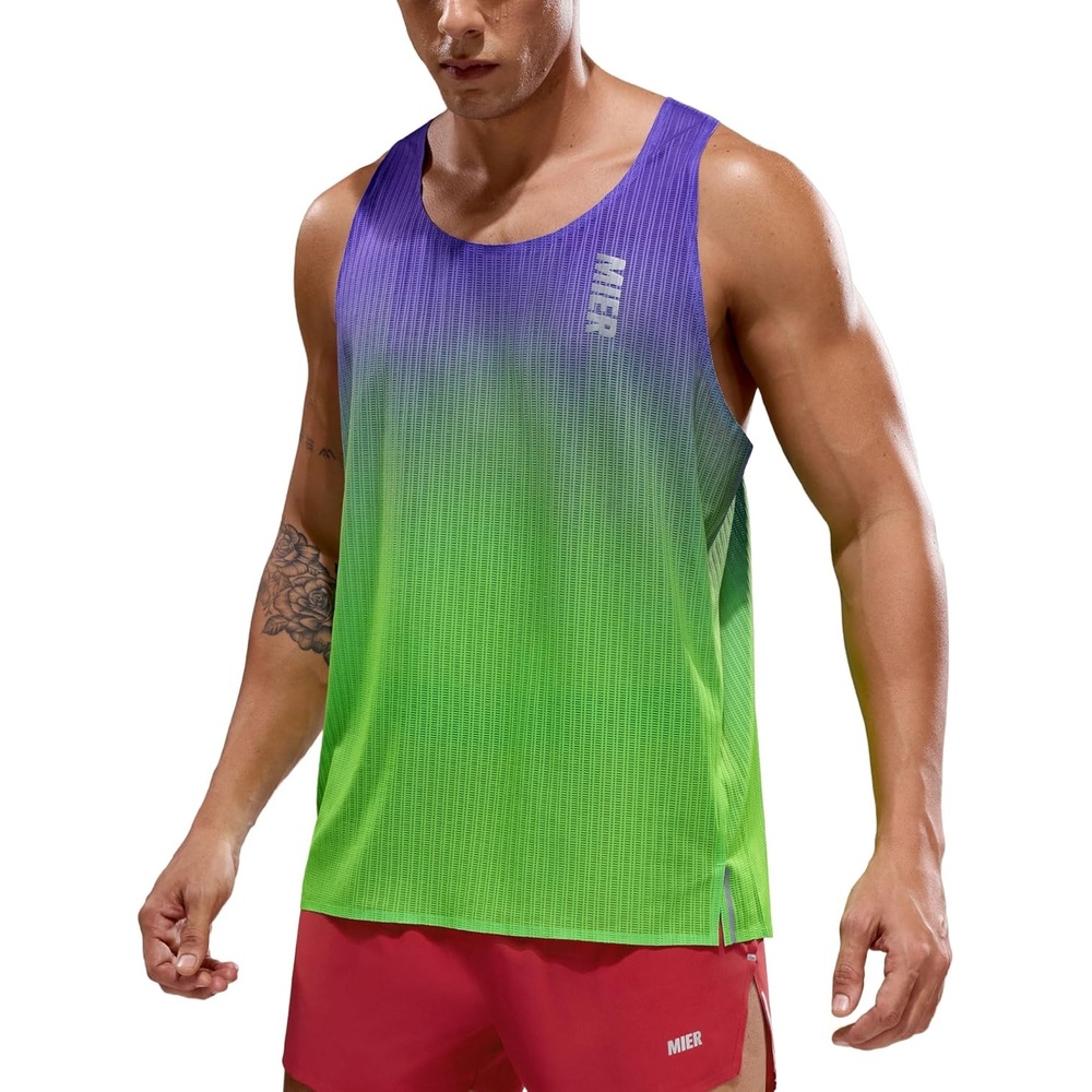 image:imageMIER Limitless Running Tank Tops Mens Quick Dry Seamless Marathon Racing Singlets Ultra LightweightNeonPurple