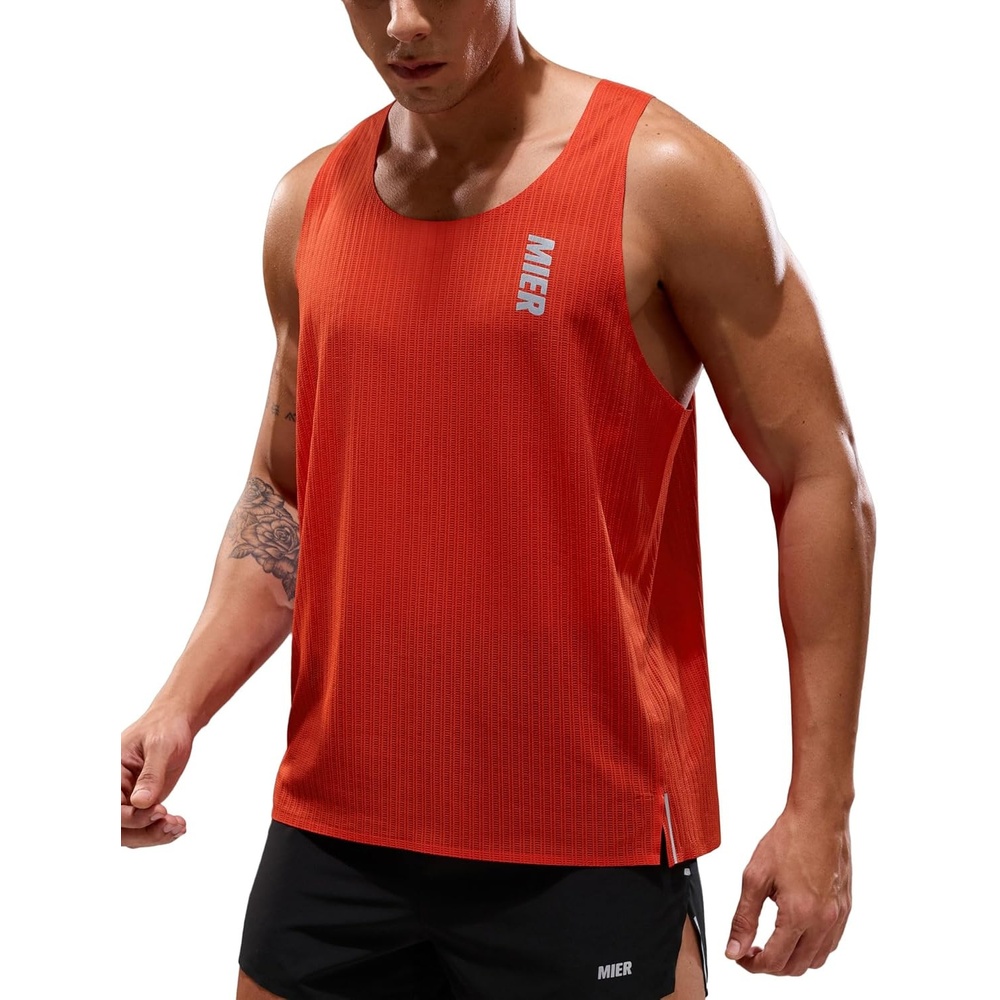 image:imageMIER Limitless Running Tank Tops Mens Quick Dry Seamless Marathon Racing Singlets Ultra LightweightRed