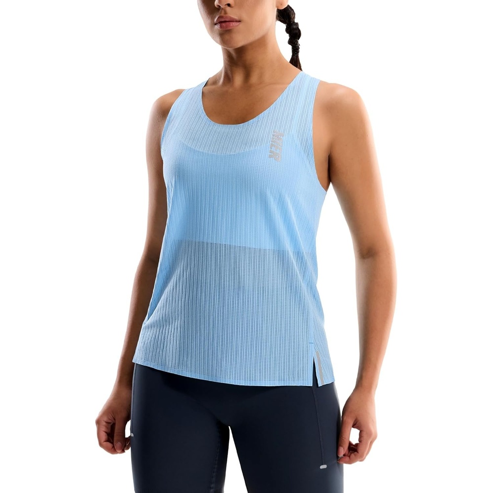 image:imageMIER Limitless Running Tank Tops Womens Seamless Quick Dry Marathon Racing Singlets Ultra LightweightLight Blue