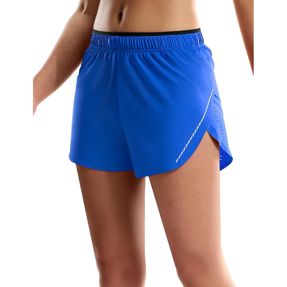 image:imageMIER Limitless Womens 25 Running Shorts Dry Fit Marathon Racing Split Shorts with Zipper Pocket BriefLinedRoyal Blue