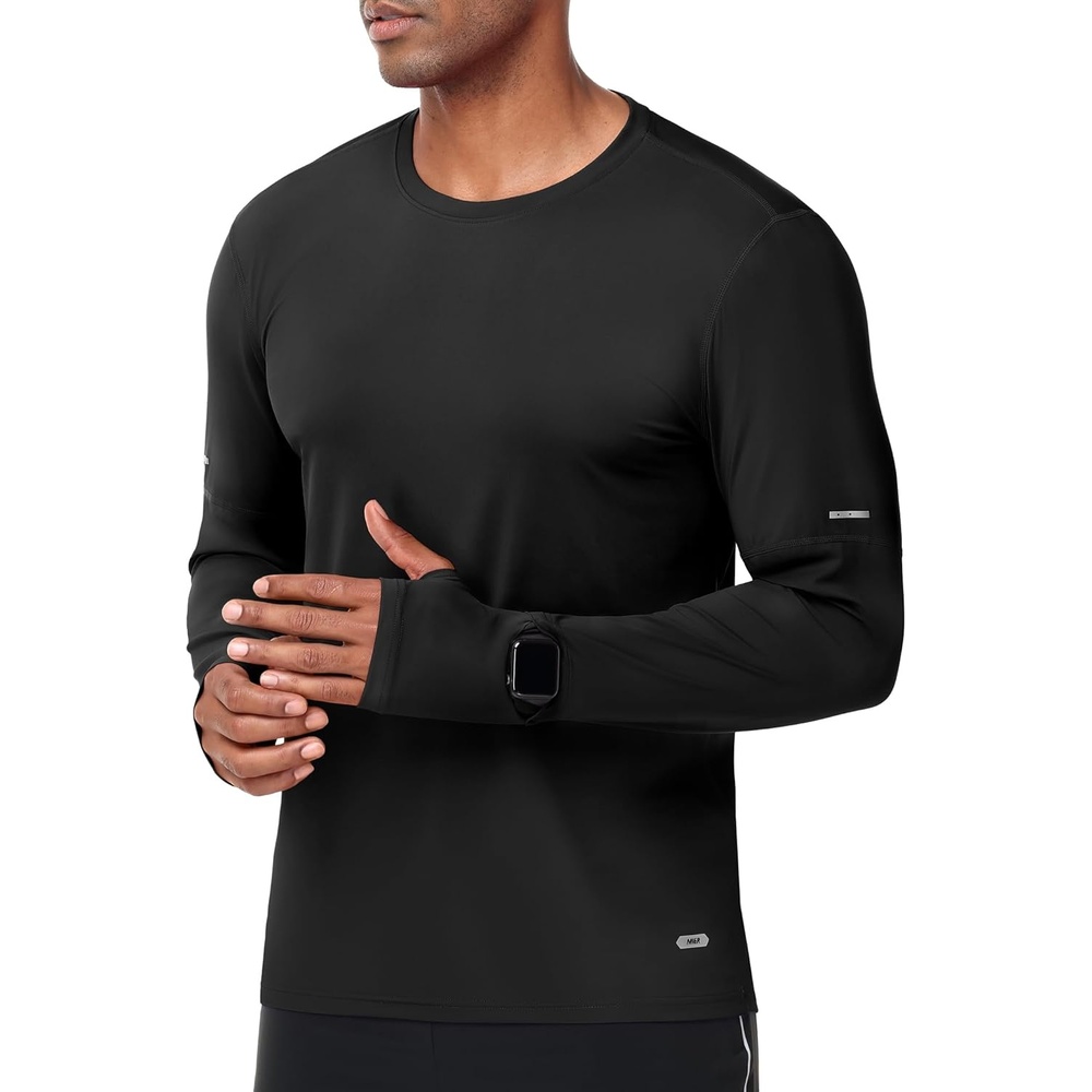 image:imageMIER Long Sleeve Shirts for Men UPF 50 UV Sun Protection Quick Dry Tee Shirt for Running Athletic Workout Gym FishingBlack