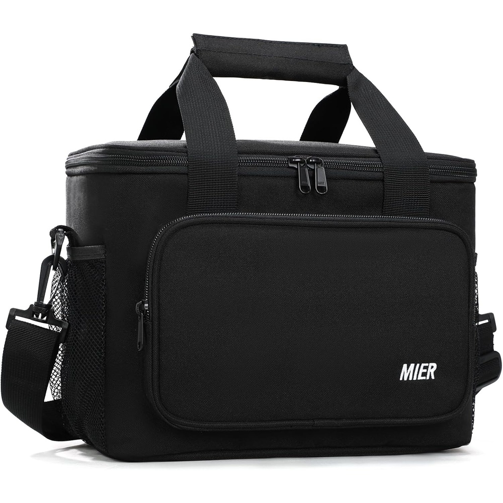 image:imageMIER Lunch Box for Men Adult Insulated Lunch Bag Heavy Duty Leakproof Lunch Cooler for Work Picnic Camping 16 Can Black