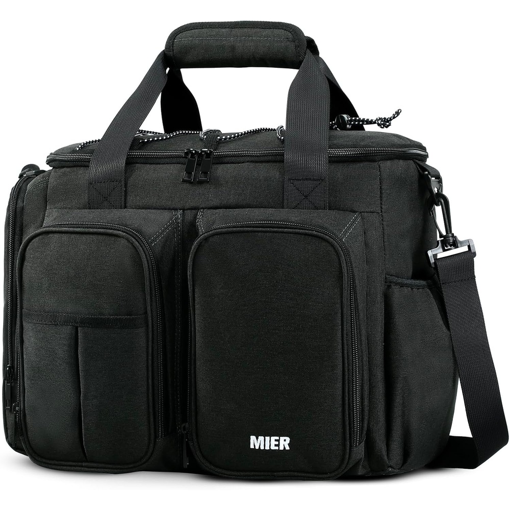 image:imageMIER Lunch Box for Men Heavy Duty Insulated Lunch Bag 20 Cans Large Leakproof Soft Cooler Bags with Multiple Pockets for Picnic Work Travel Army GreenDark Grey