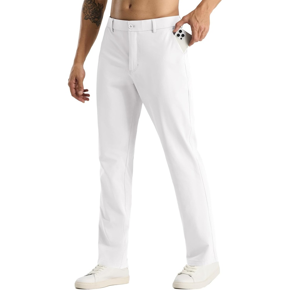 image:imageMIER Mens Golf Pants Lightweight Work Dress Pant 30 Classic Fit Trousers Comfy Slacks for Business Casual with PocketsWhite