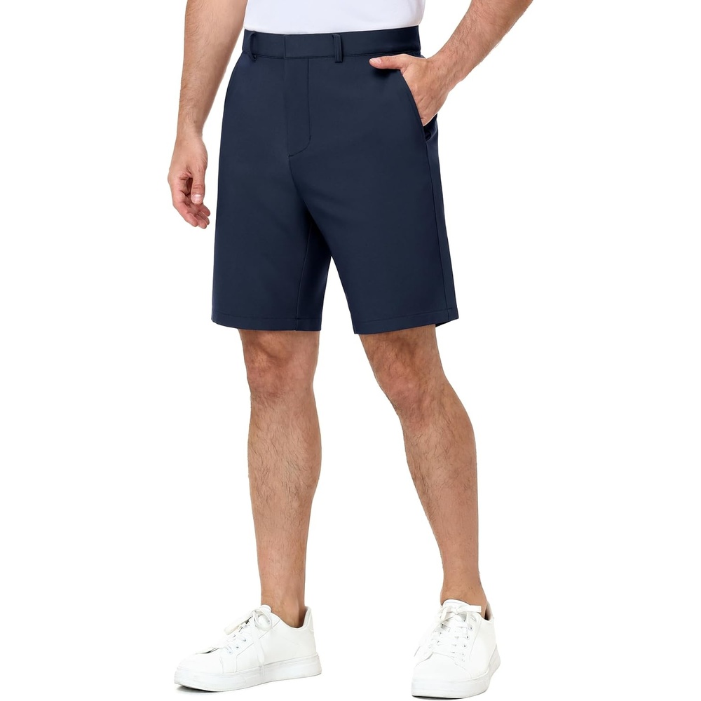image:imageMIER Mens Golf Shorts 7 9 Stretch Lightweight Work Dress Flat Front Shorts with 4 Pockets for Casual Travel HikingNavy