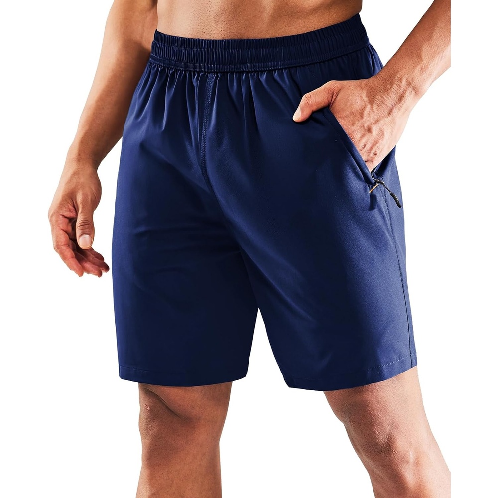 image:imageMIER Mens Quick Dry Running Shorts with Zipper Pocket Elastic Waist Athletic Workout Exercise ShortsNavy