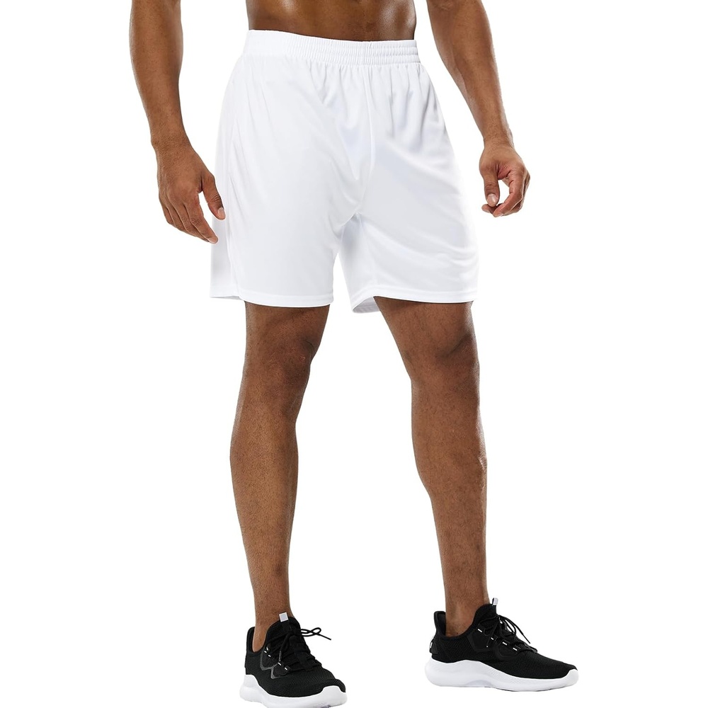 image:imageMIER Mens QuickDry AthleticSoccerBasketball Shorts Without Pockets No Liner Running Workout Training Active ShortsWhite
