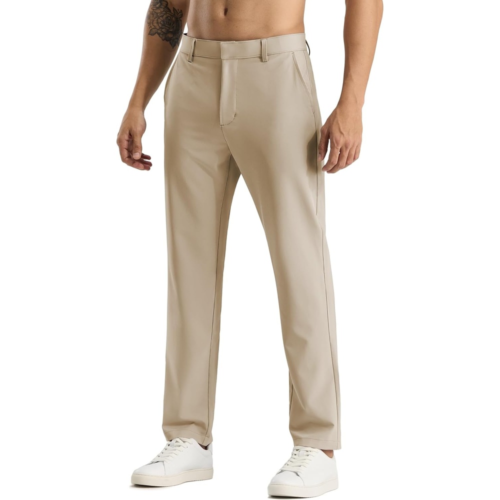 image:imageMIER Mens Stretch Golf Pants 30 Lightweight Work Dress Pants Classic Fit Casual Slacks Business Trousers with PocketsLight Khaki