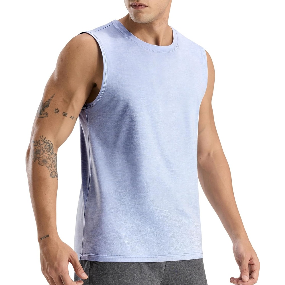 image:imageMIER Mens Tank Tops Quick Dry Workout Sleeveless Muscle Shirts Summer Gym Running Athletic Casual Tee Shirts UltraSoftHeather Blue