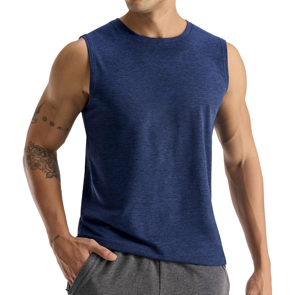 image:imageMIER Mens Tank Tops Quick Dry Workout Sleeveless Muscle Shirts Summer Gym Running Athletic Casual Tee Shirts UltraSoftHeather Navy