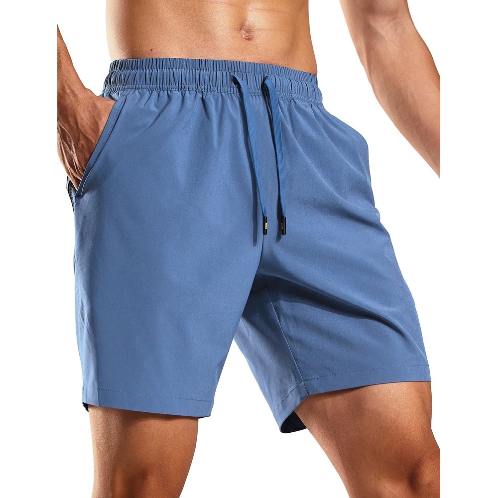 image:imageMIER Mens Workout Running Shorts 7 Inch Lightweight Athletic with Zipper Pockets No Liner QuickDry Gym Active ShortsIndigo Blue