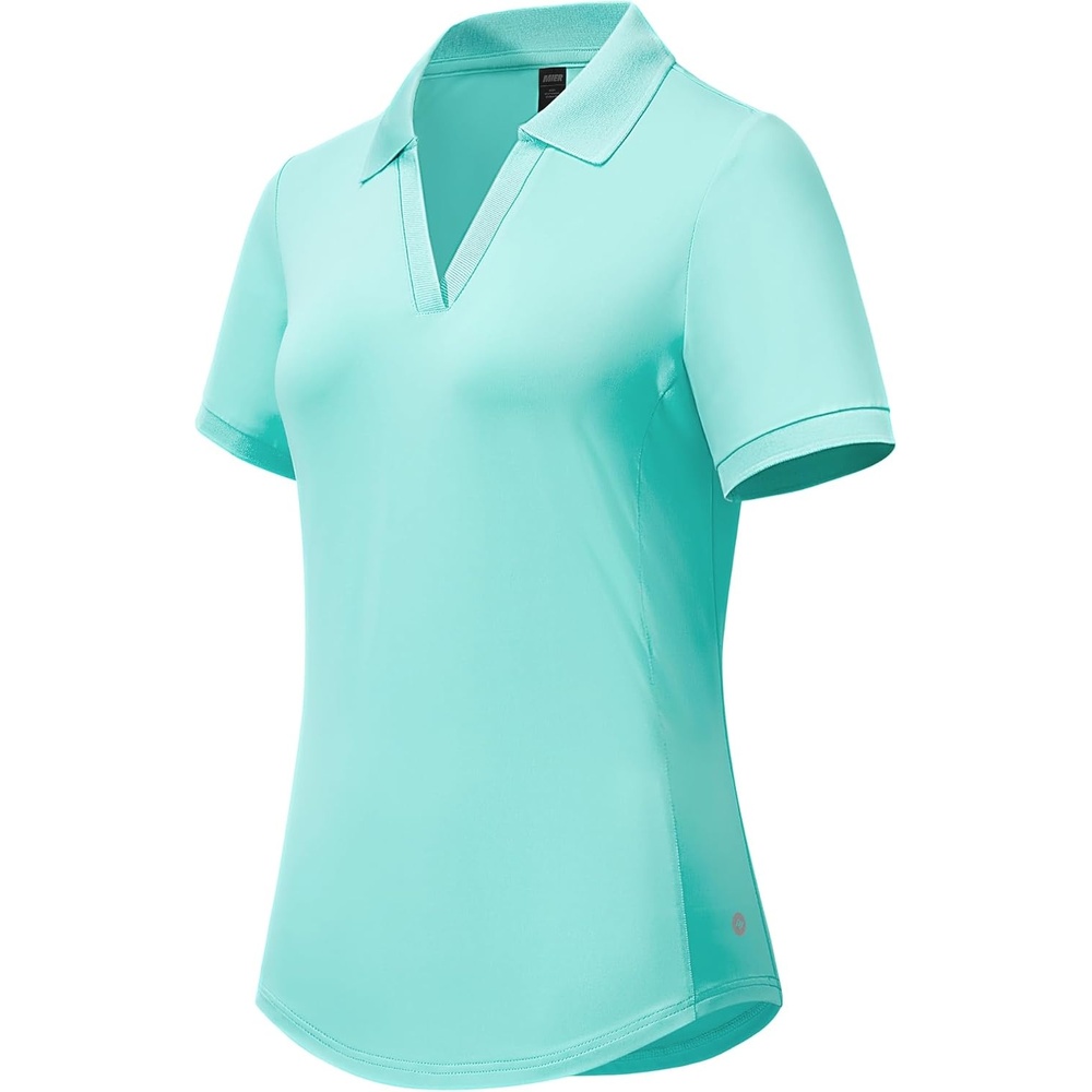 image:imageMIER VNeck Polo Shirts for Women Short Sleeve UPF 50 Sun Protection Golf Tennis Active Stretch Collared Shirt Tops Dry FitAqua
