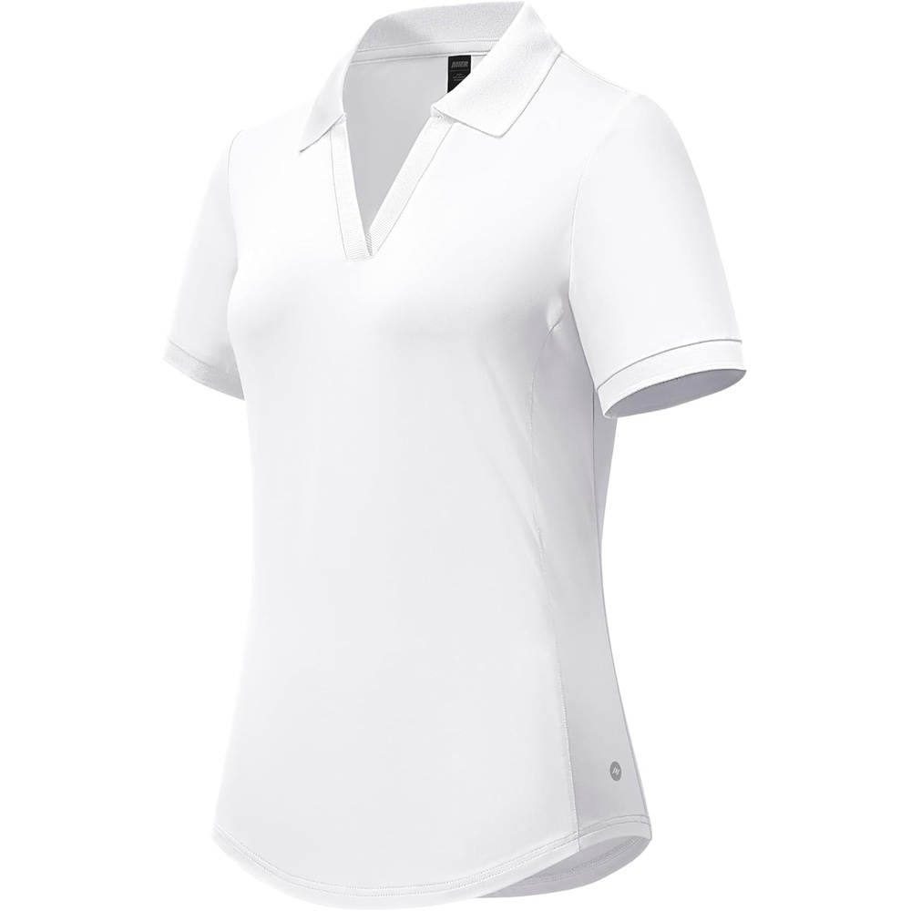image:imageMIER VNeck Polo Shirts for Women Short Sleeve UPF 50 Sun Protection Golf Tennis Active Stretch Collared Shirt Tops Dry FitWhite