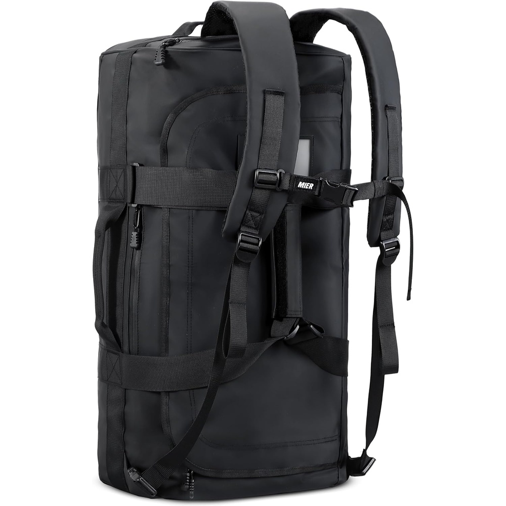 image:imageMIER Water Resistant Backpack Duffle Heavy Duty Convertible Duffle Bag with Backpack Straps for Gym Sports TravelBlack