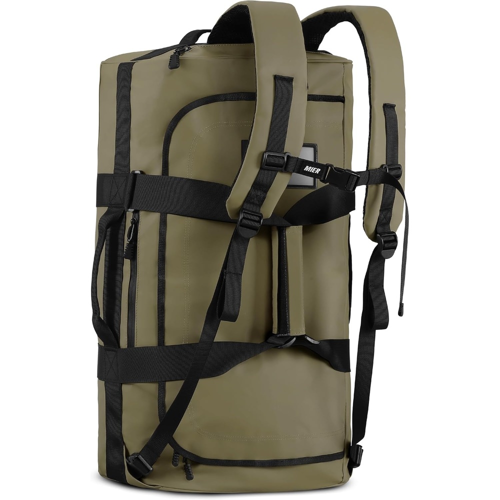 image:imageMIER Water Resistant Backpack Duffle Heavy Duty Convertible Duffle Bag with Backpack Straps for Gym Sports TravelDark Green