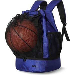 image:imageMIER Drawstring Basketball Backpack Soccer Bag with Shoe Compartment amp Mesh Pocket Sports Gym String Backpack for Women Men LightweightBlue