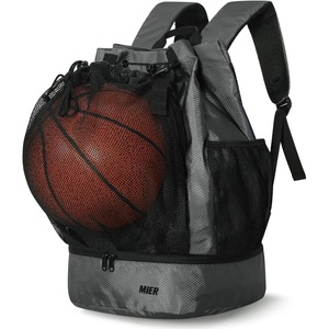 image:imageMIER Drawstring Basketball Backpack Soccer Bag with Shoe Compartment amp Mesh Pocket Sports Gym String Backpack for Women Men LightweightGray