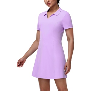 image:imageMIER Golf Dress for Women Short Sleeve V Neck Stretch Athletic Golfing Dresses Active Sports Outfits for Summer Zip PocketLavender