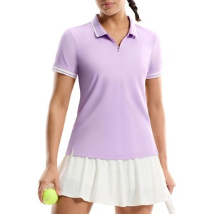 image:imageMIER Golf Polo Shirts for Women  14 Zip Up Short Sleeve Tennis Tops Dry Fit UPF 50 Athletic Collared Shirt for PickleballLavender