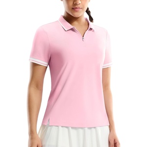 image:imageMIER Golf Polo Shirts for Women  14 Zip Up Short Sleeve Tennis Tops Dry Fit UPF 50 Athletic Collared Shirt for PickleballLight Pink