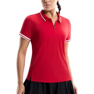 image:imageMIER Golf Polo Shirts for Women  14 Zip Up Short Sleeve Tennis Tops Dry Fit UPF 50 Athletic Collared Shirt for PickleballRed
