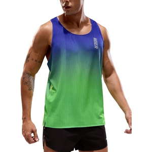 image:imageMIER Limitless  Running Tank Tops Mens Quick Dry Seamless Marathon Racing Singlets Ultra LightweightNeonBlue