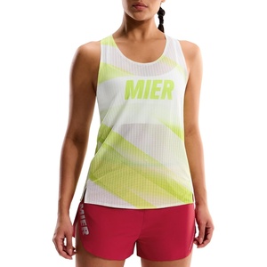 image:imageMIER Limitless  Running Tank Tops Womens Seamless Quick Dry Marathon Racing Singlets Ultra LightweightLime Stripe